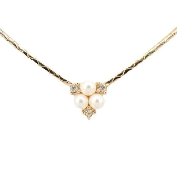 Christian Dior Vintage Gold Plate Necklace with pearls & rhinestones in pendant - Picture 1 of 3